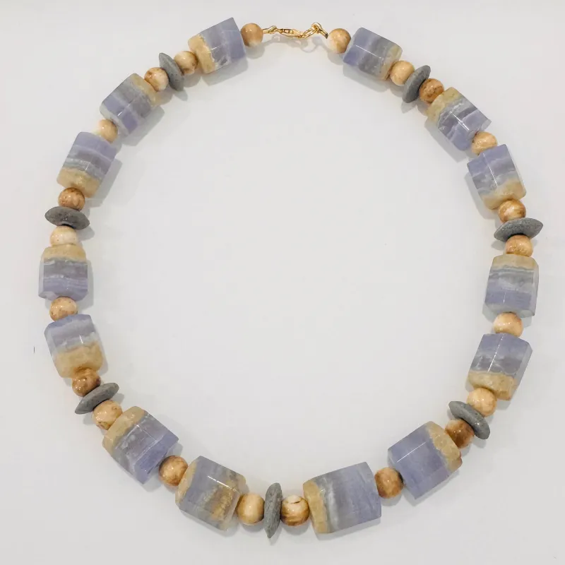 lavender chalcedony and Polynesian conch collar made by Theodosia