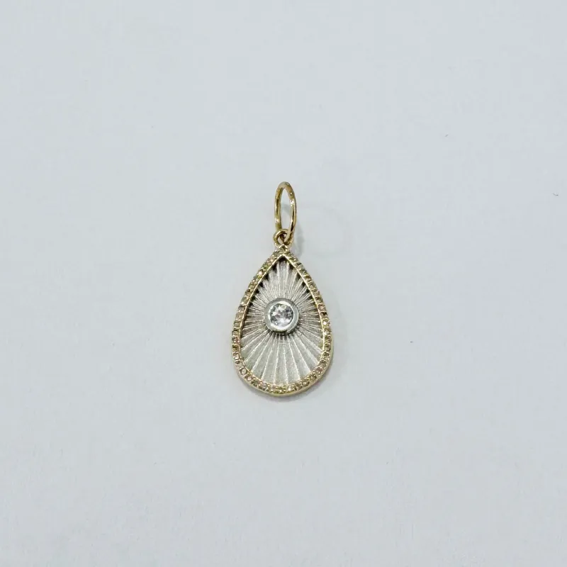 fluted mixed medal teardrop pendant made by Theodosia
