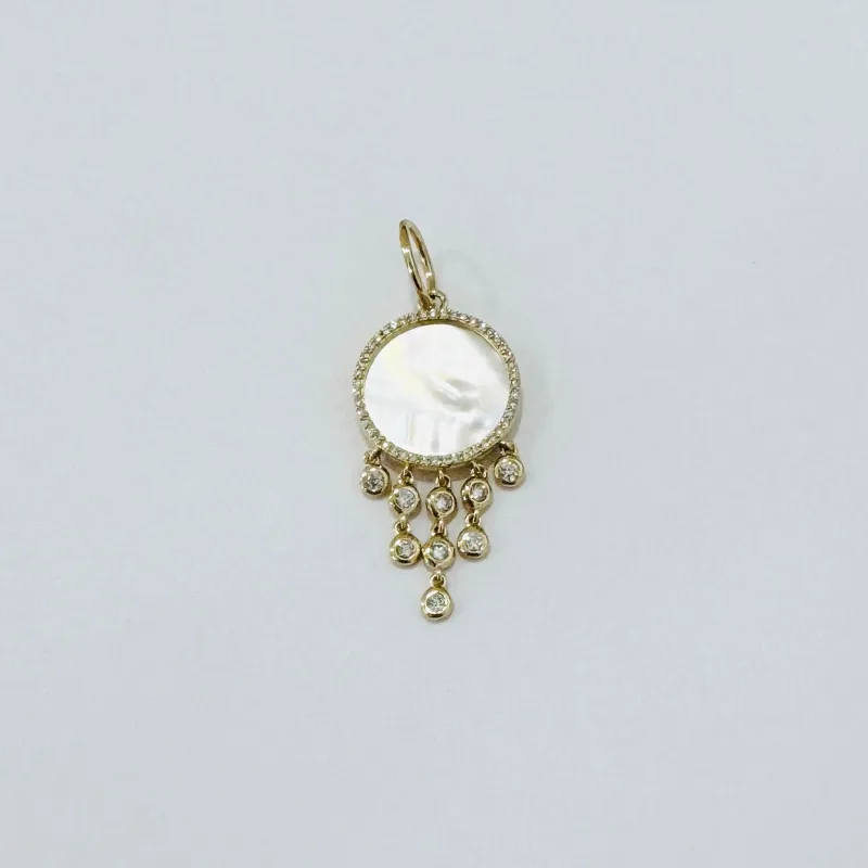 mother of pearl disc pendant made by Theodosia