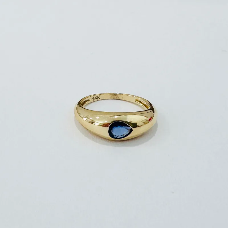 Pear sapphire dome pinky ring made by Theodosia