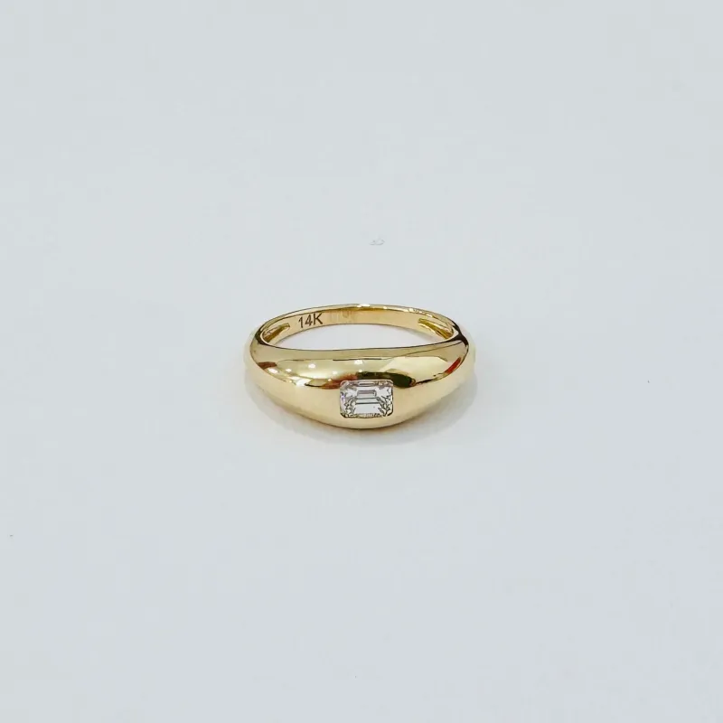 diamond emerald cut dome pinky ring made by Theodosia