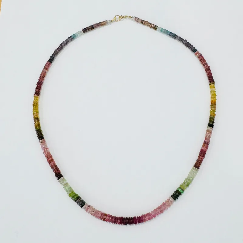 tourmaline heishi necklace, graduated made by Theodosia