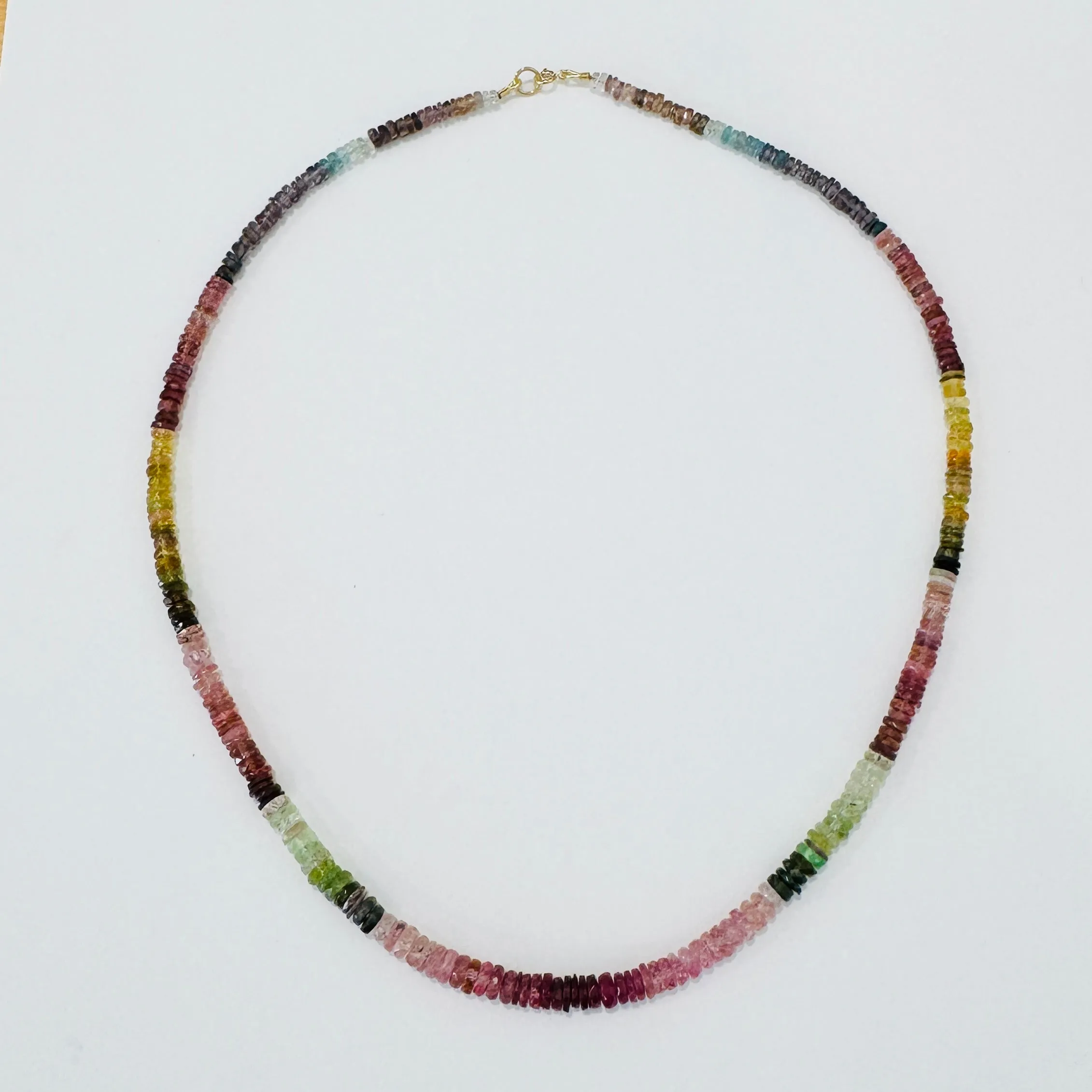 tourmaline heishi necklace, graduated sold by Theodosia