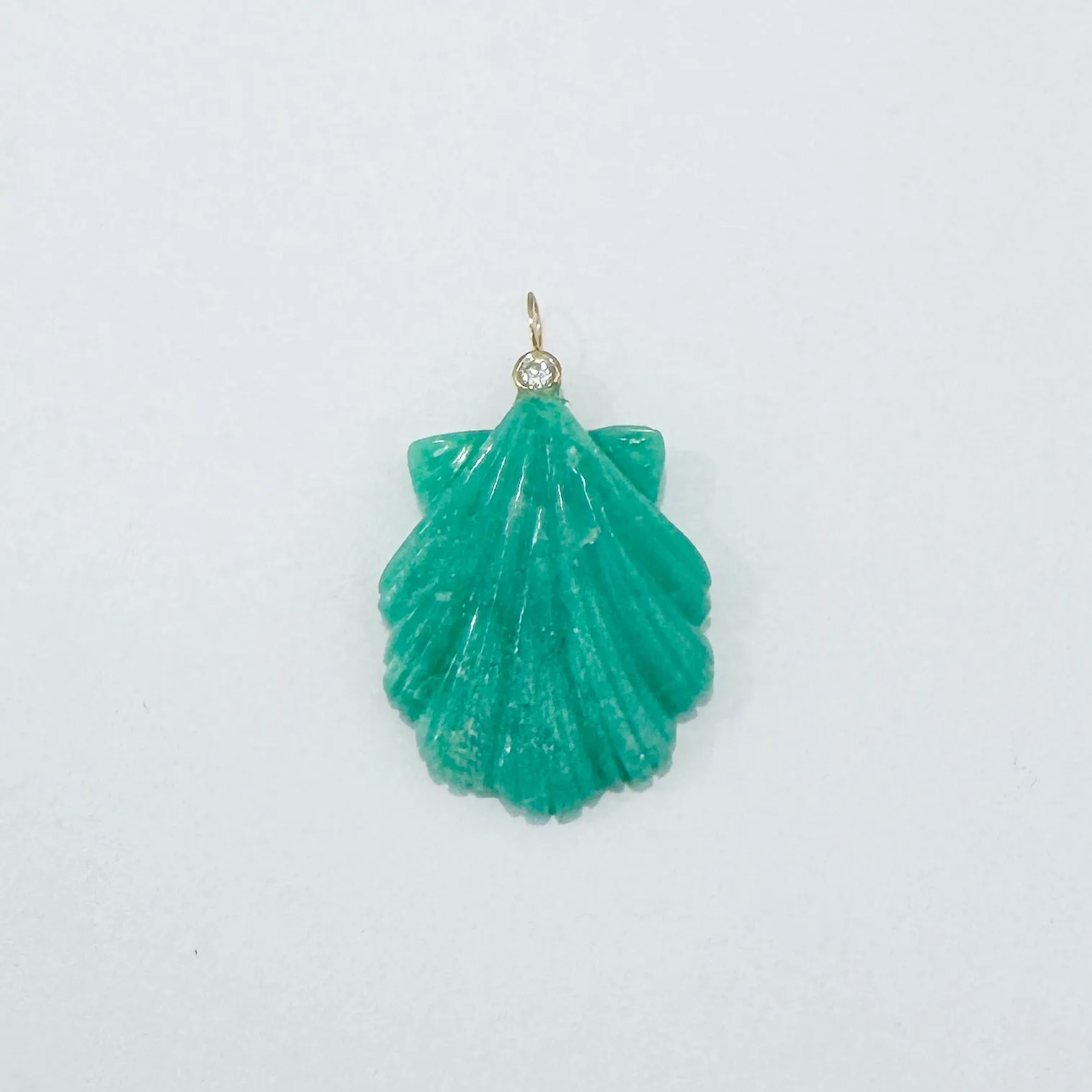 gemstone scallop shell pendant with bezel diamond bail sold by Theodosia product image thumbnail 2