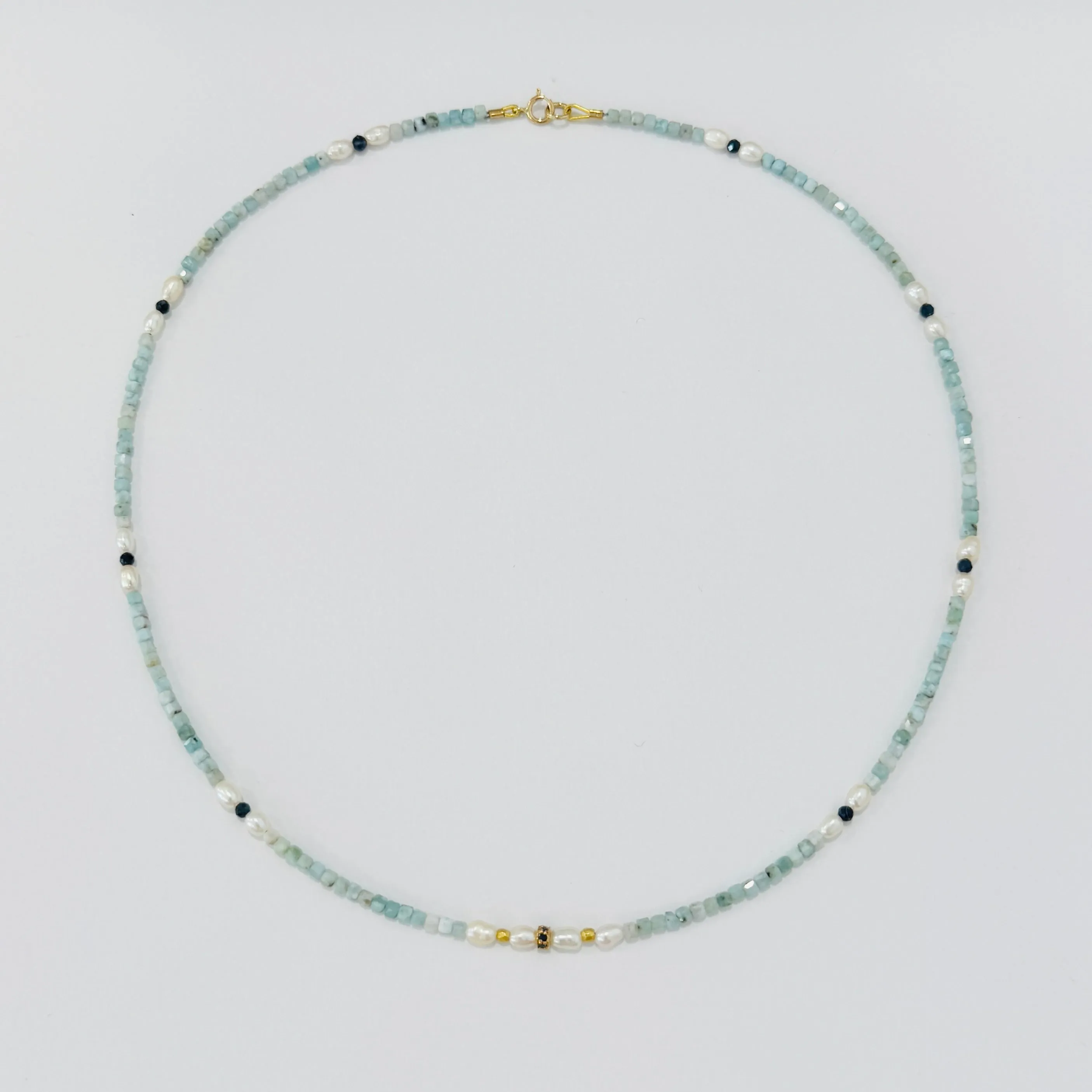blue sapphire bead on blue opal and pearl sold by Theodosia