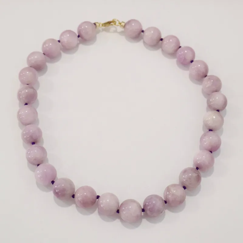 Kunzite knotted gumball necklace, 14 mm made by Theodosia