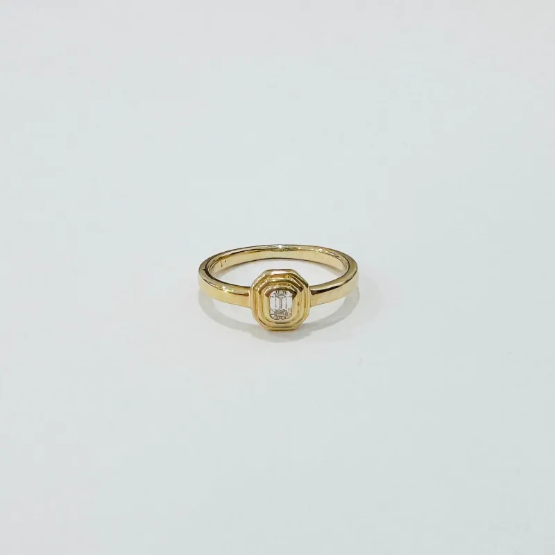stepped emerald cut diamond pinky ring made by Theodosia