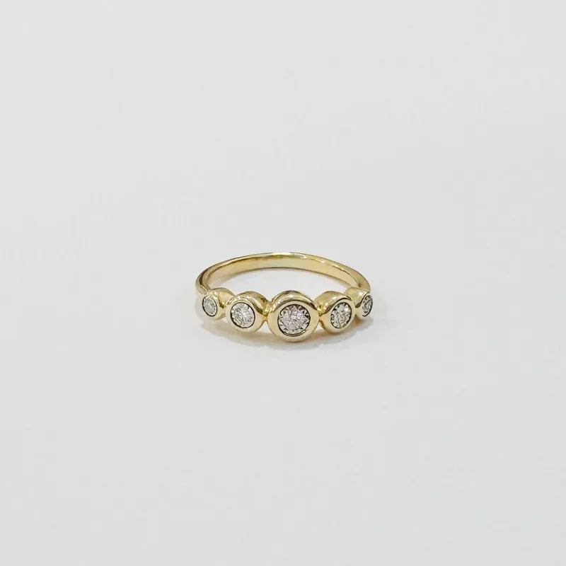 five diamond bezel pinky ring made by Theodosia