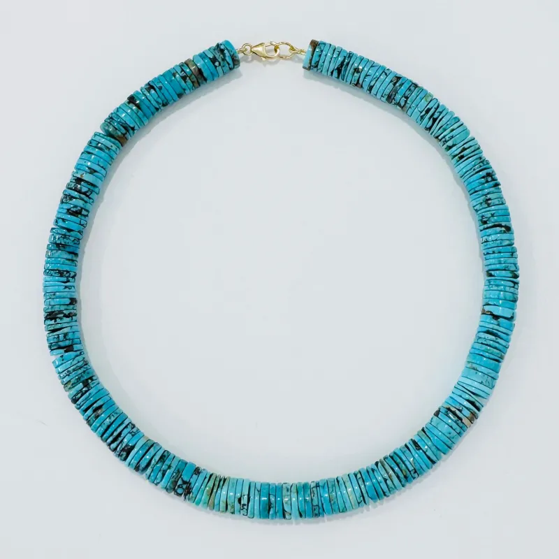 natural turquoise heishi necklace made by Theodosia