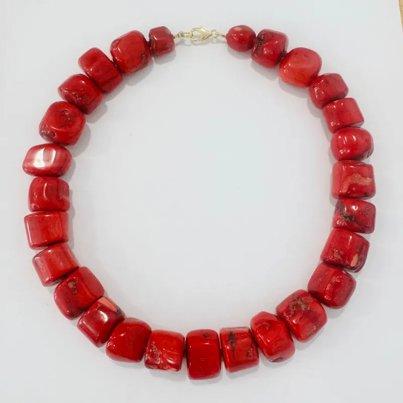 coral statement necklace made by Theodosia