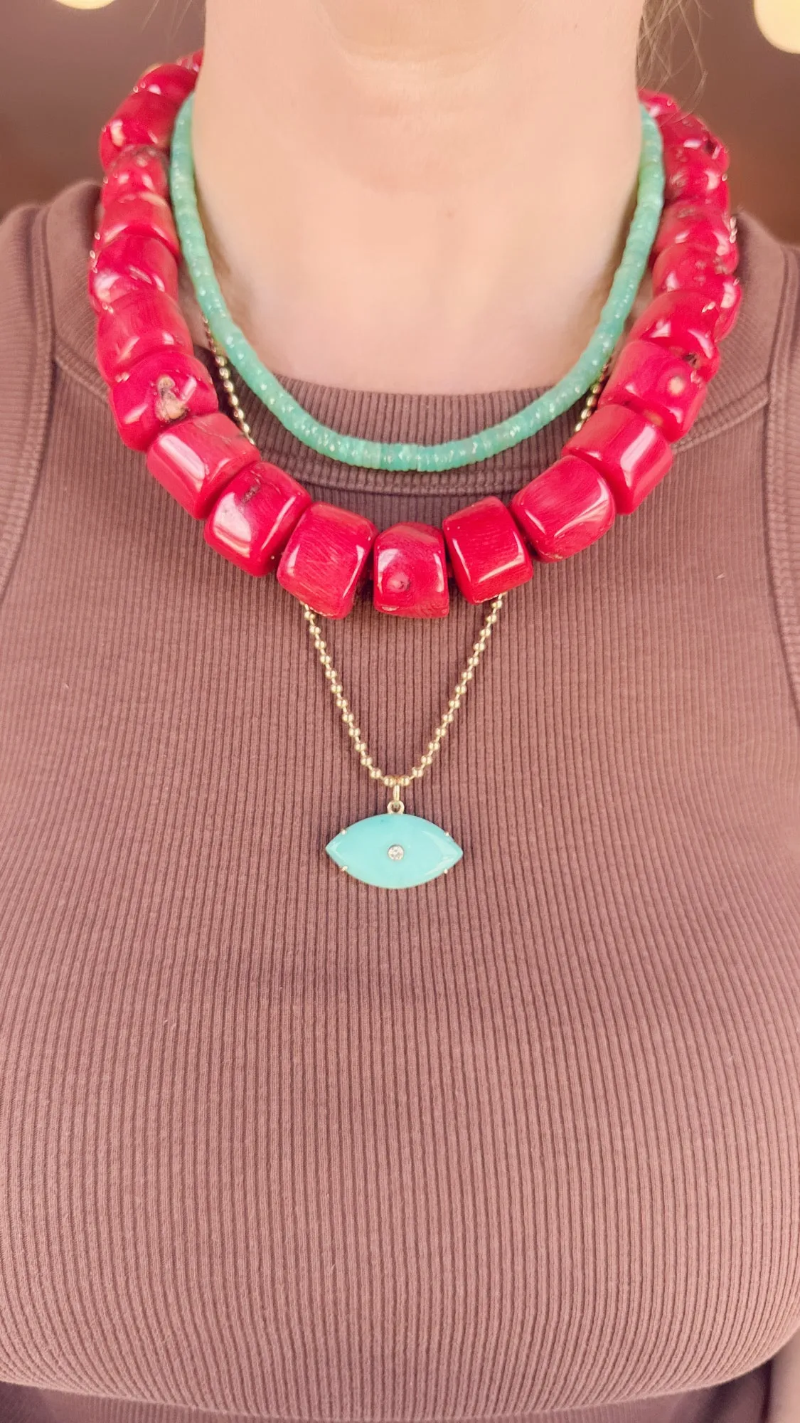 coral statement necklace sold by Theodosia product image thumbnail 2