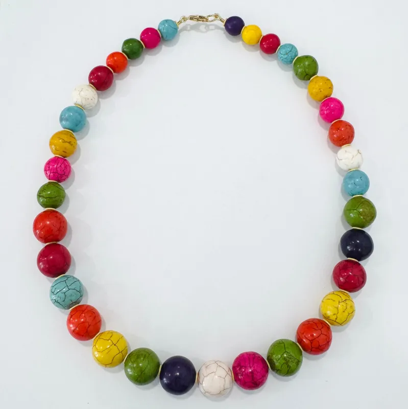 multi colored howlite gumball necklace made by Theodosia