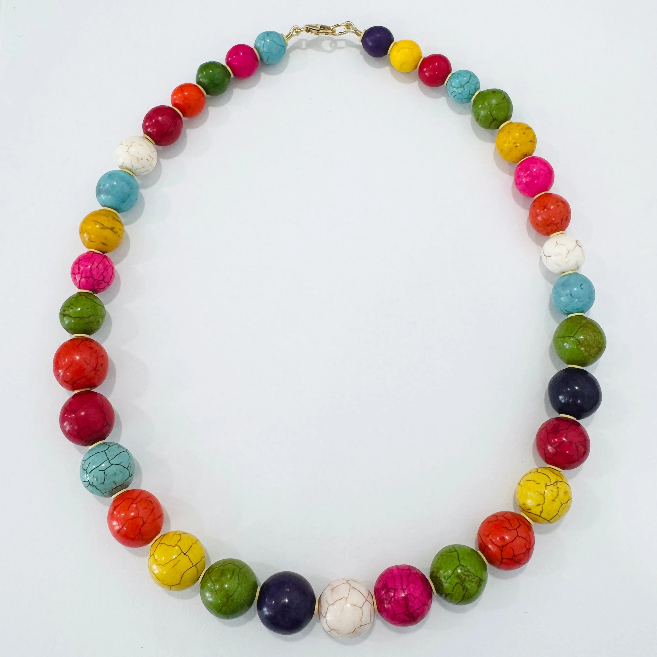 multi colored howlite gumball necklace sold by Theodosia