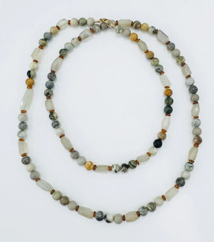 myanmar jasper layering necklace made by Theodosia