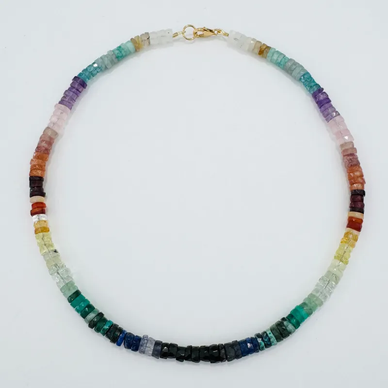 multi-stone AAA rainbow heishi necklace made by Theodosia