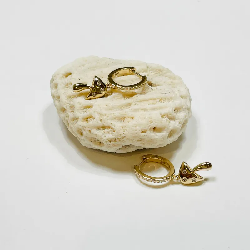 mushroom charm huggies made by Theodosia