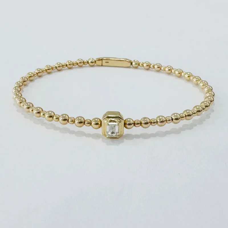 emerald cut single diamond bubble flex bracelet made by Theodosia