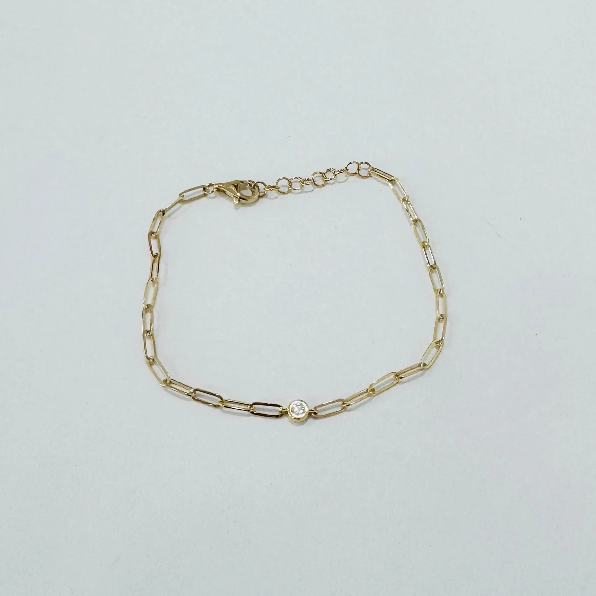 bezel diamond paperclip bracelet sold by Theodosia