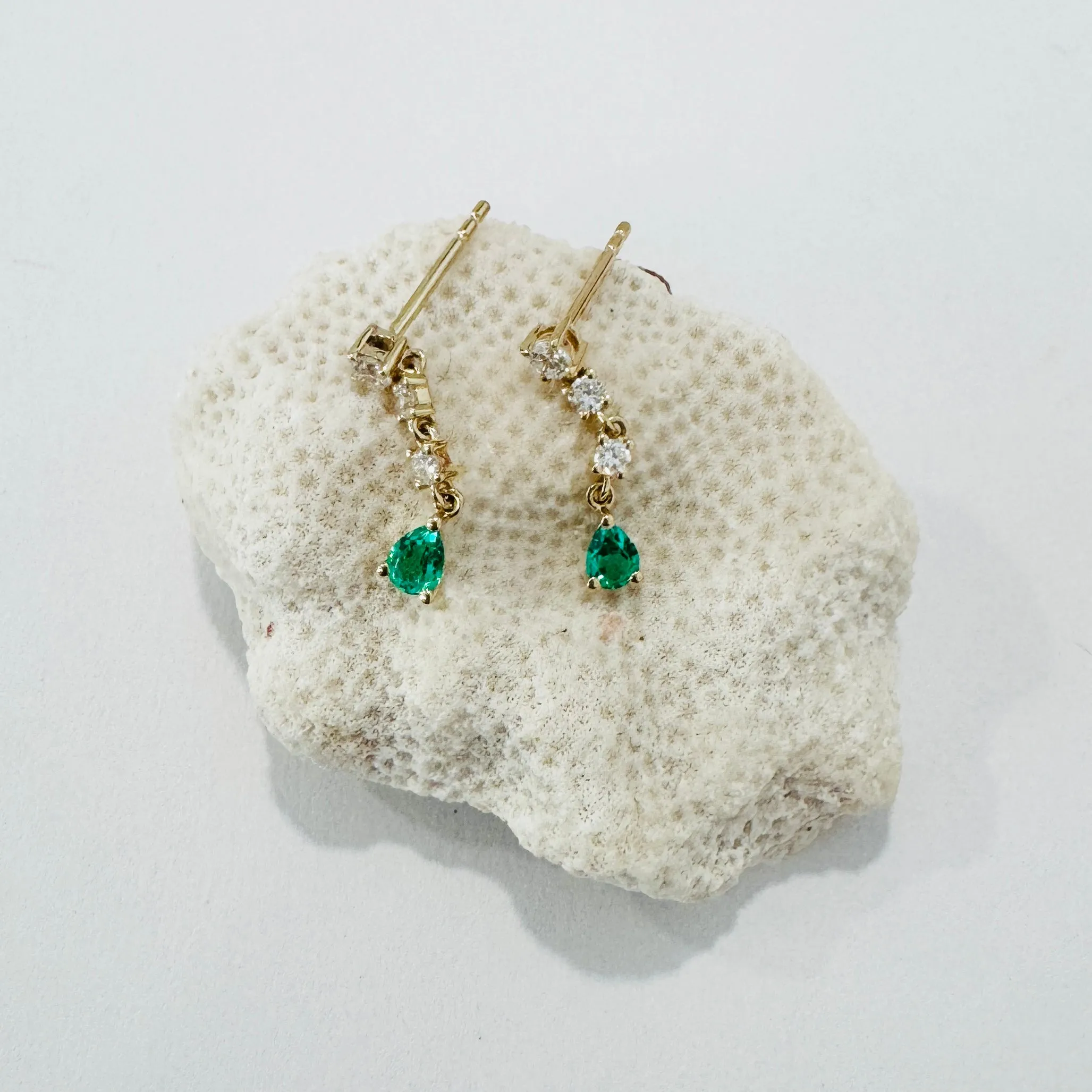 emerald and diamond earrings sold by Theodosia product image thumbnail 2