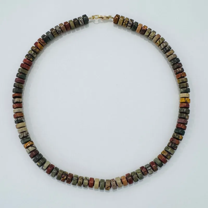 Red creek jasper barrel necklace made by Theodosia