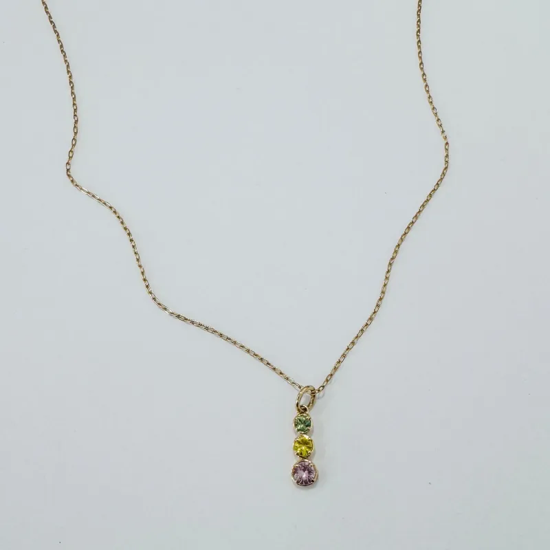 pastel sapphire charm on chain made by Theodosia