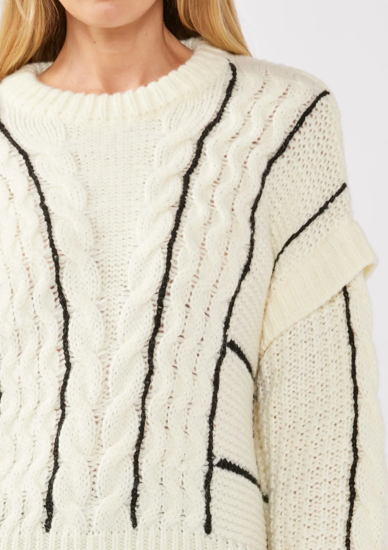 The Yvaine Striped Cable Sweater sold by Thread & Seed product image thumbnail 4