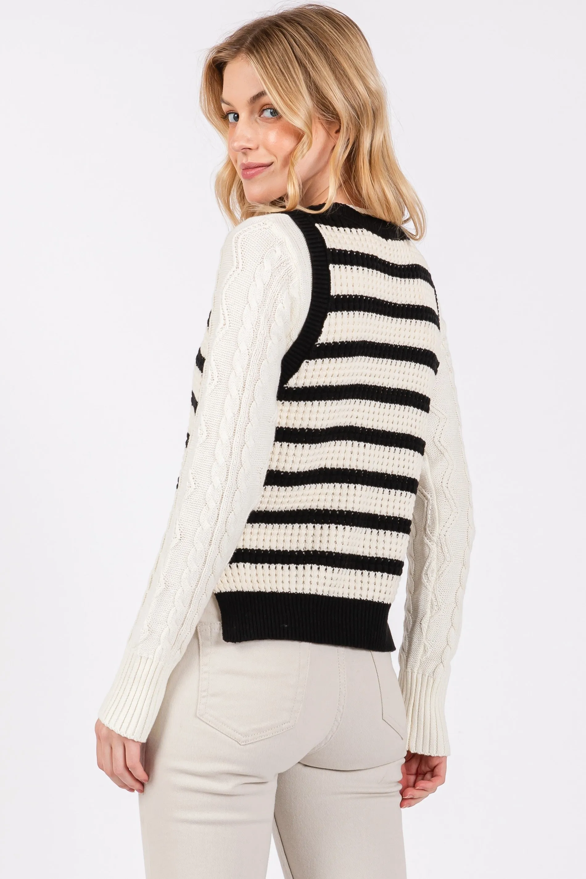 The Zaine Black Striped Sweater Vest sold by Thread & Seed product image thumbnail 2