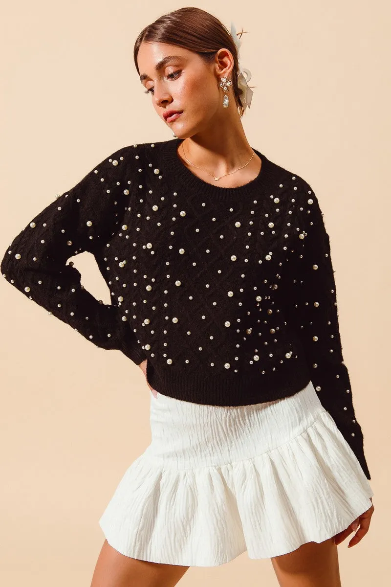 The Priscilla Pearl Embellished Sweater sold by Thread & Seed