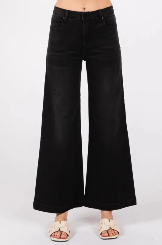 The Winona Black Wide Leg Crop Jeans sold by Thread & Seed