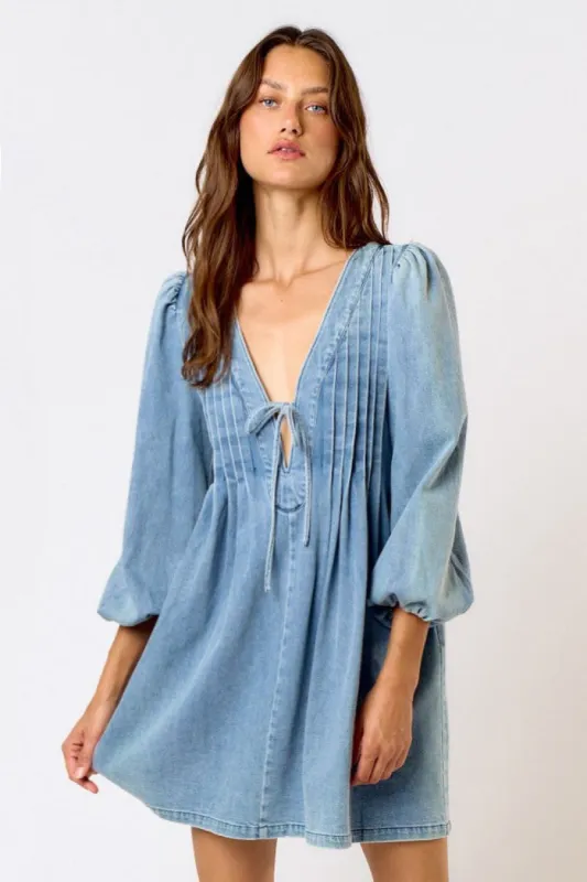 The Mika Denim Mini Dress sold by Thread & Seed