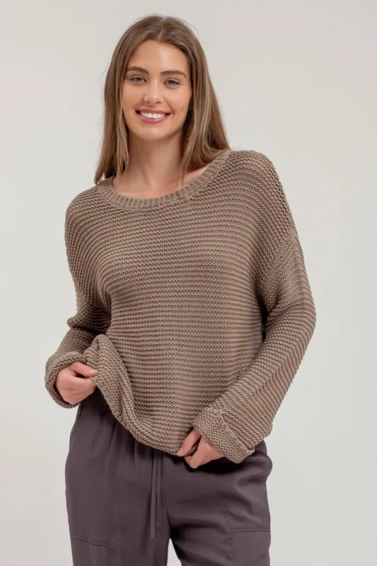 The Clio Olive Chunky Knit Sweater sold by Thread & Seed