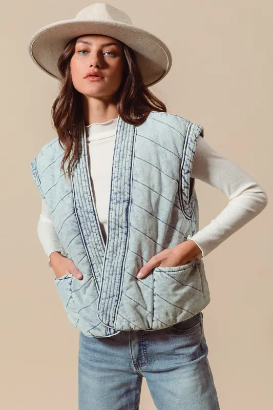 The Alma Quilted Denim Vest sold by Thread & Seed