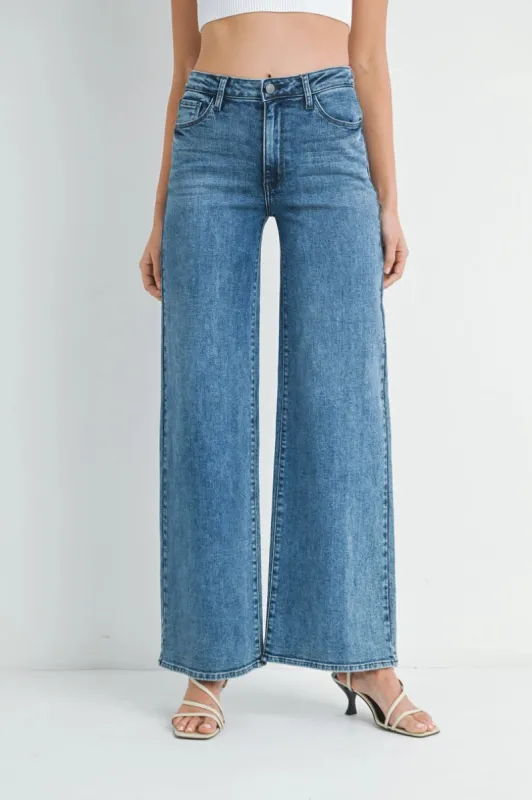 The Amara Dark Denim Wide Leg Jeans sold by Thread & Seed