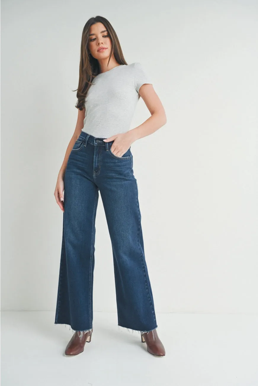 The Lucia Dark Denim Wide Leg Jeans sold by Thread & Seed