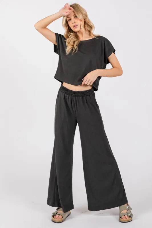 The Sirena Black Lounge Top + Pant Set - Sold Separately sold by Thread & Seed