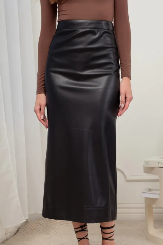 The Noa Vegan Leather Skirt sold by Thread & Seed