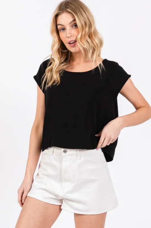 The Black Mossy Boxy Top sold by Thread & Seed