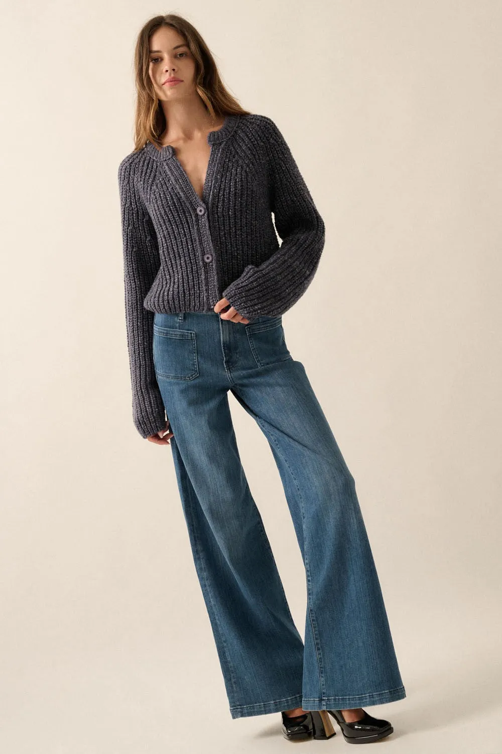 The Cara Rib-Knit Cardigan Sweater sold by Thread & Seed product image thumbnail 4