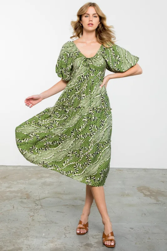 The Fern Puff Sleeve Midi Dress sold by Thread & Seed