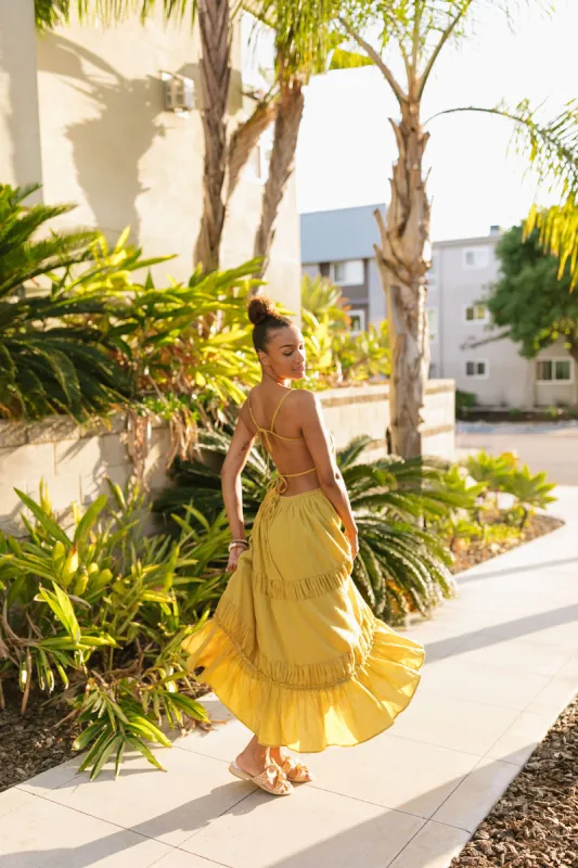 The Clementine Open Back Maxi Dress sold by Thread & Seed