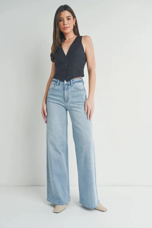 The Beatrice Light Wash Wide Leg Jeans sold by Thread & Seed