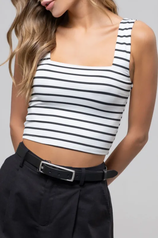 The Harlow White Striped Crop Top sold by Thread & Seed