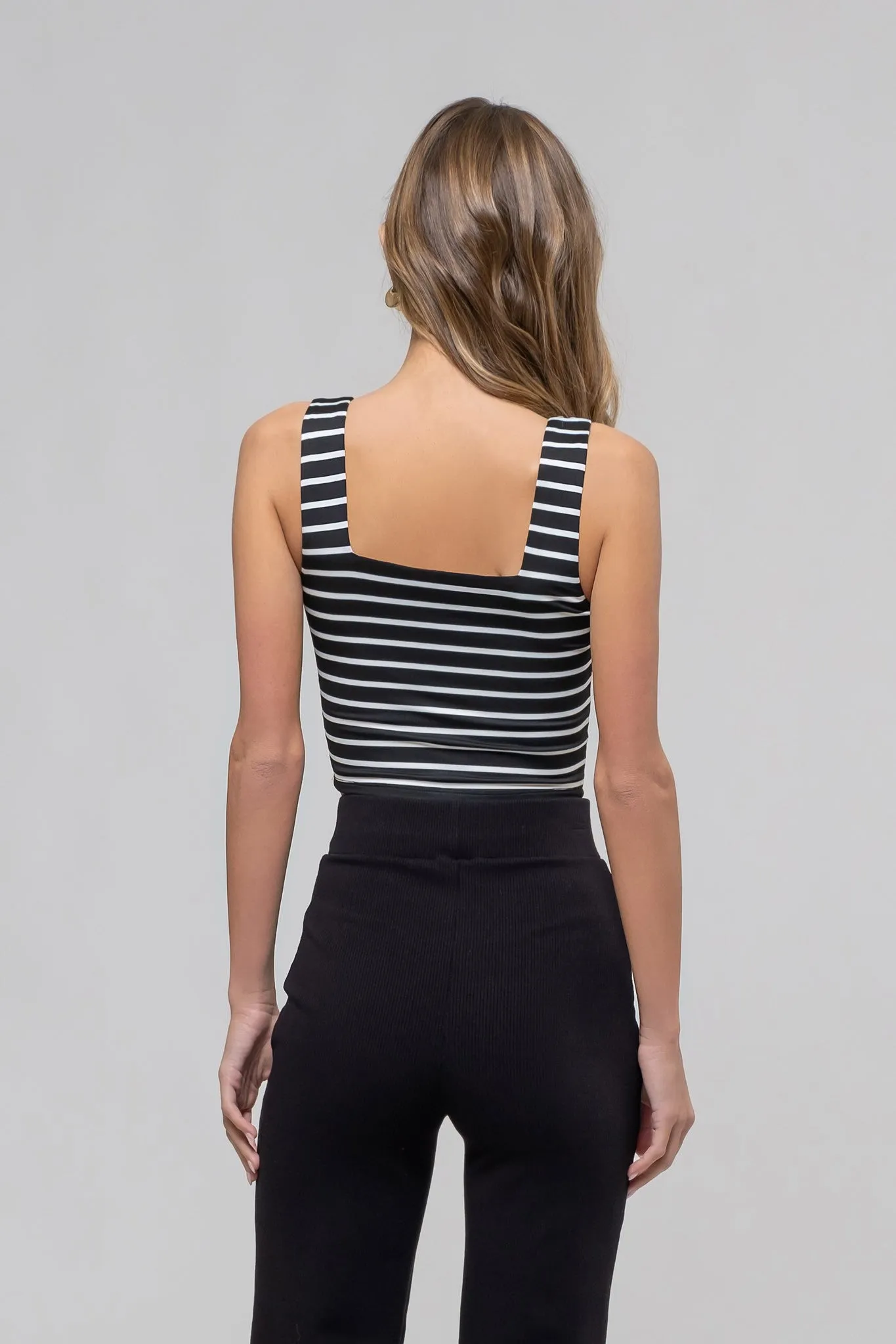 The Harlow Black Striped Crop Top sold by Thread & Seed product image thumbnail 2