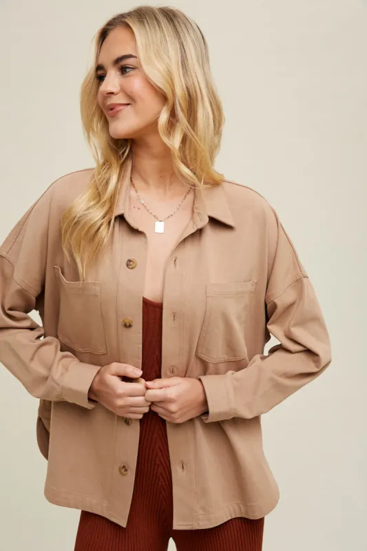 The Myra Cotton Shacket sold by Thread & Seed