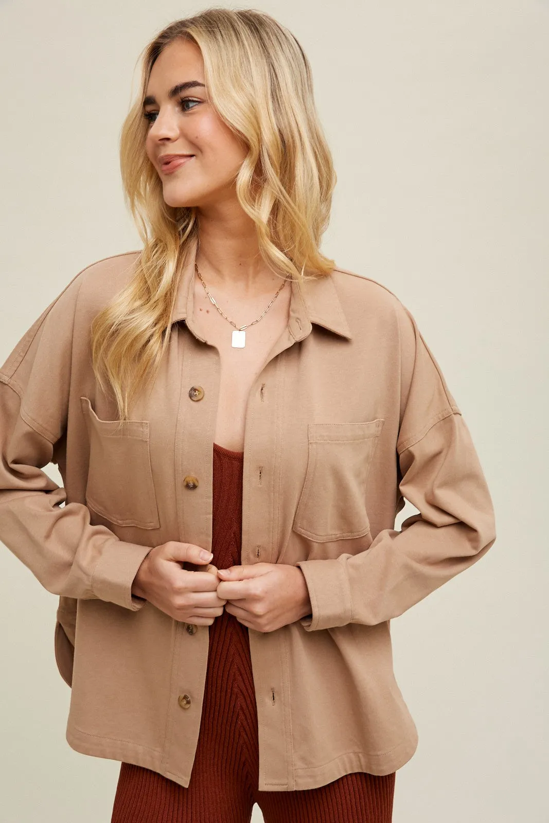 The Myra Cotton Shacket sold by Thread & Seed