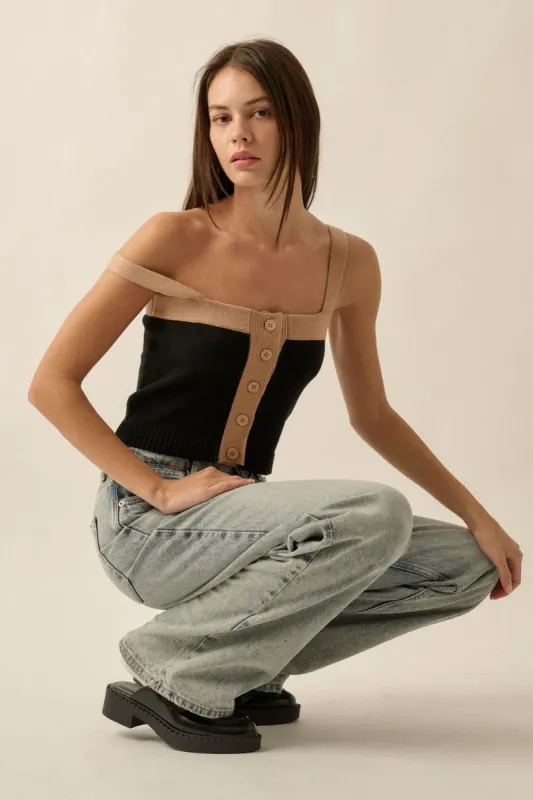 The Dakota Colorblock Sweater Tank Top sold by Thread & Seed