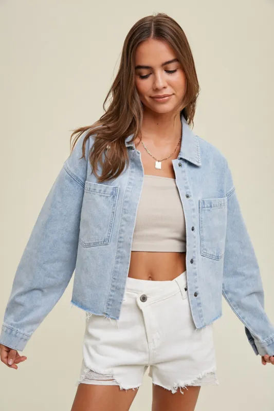 The Kya Cropped Denim Jacket sold by Thread & Seed