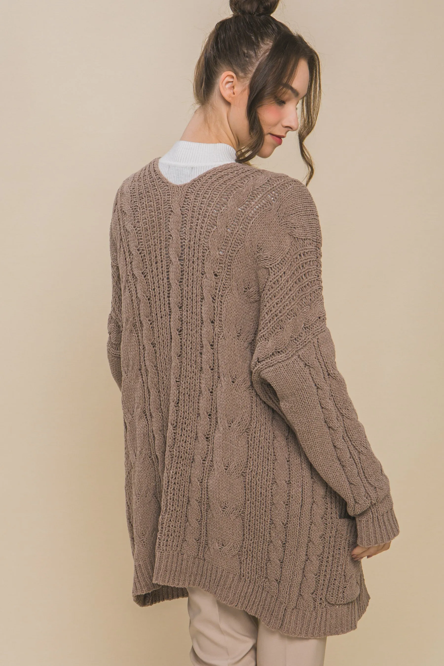 The Cassidy Cable Knit Open Cardigan sold by Thread & Seed product image thumbnail 5