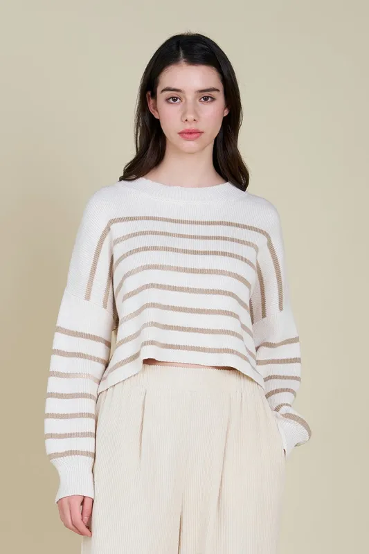The Celeste Ivory Stripe Sweater Top sold by Thread & Seed
