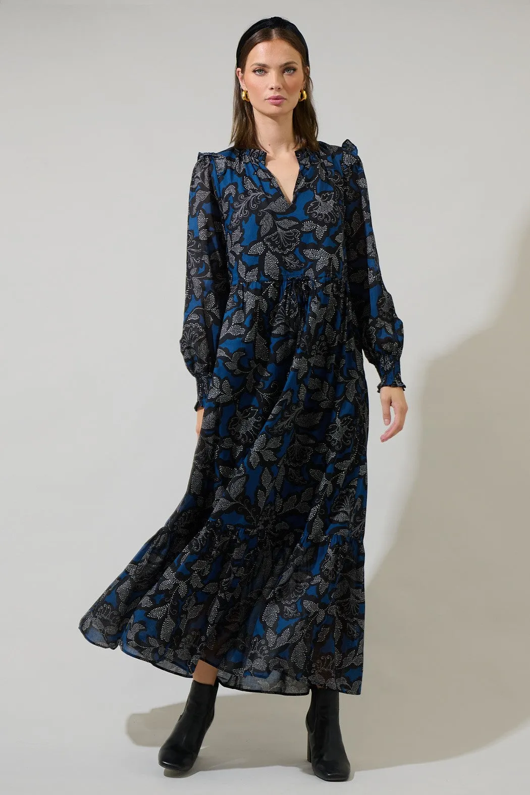 The Livia Floral Ruffle Midi Dress sold by Thread & Seed product image thumbnail 4